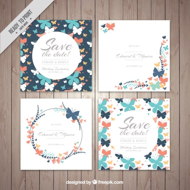 Jogo dos cartões decorativos do casamento borboletas