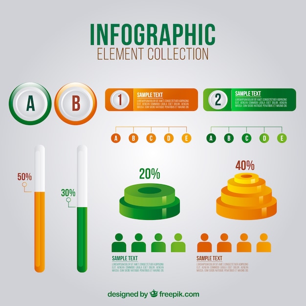 Jogo dos elementos infográfico úteis em estilo realista