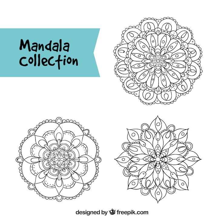 Vetor grátis jogo, mão, desenhado, mandalas