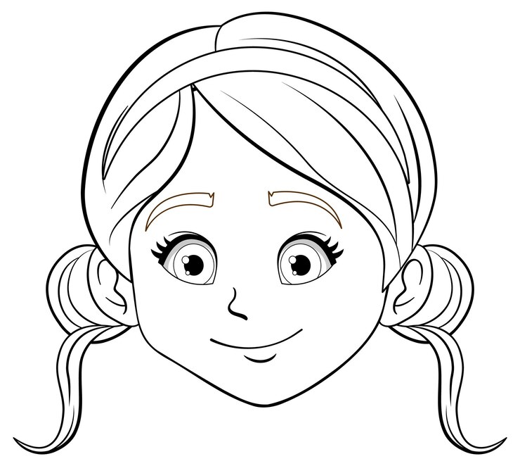 Vetor grátis jovem feminina sorridente com contorno estilo desenho animado