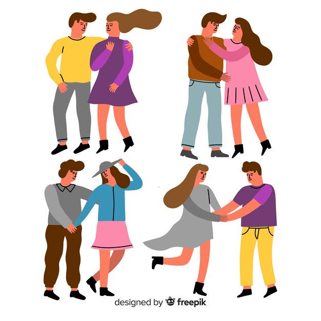 Jovens casais apaixonados juntos