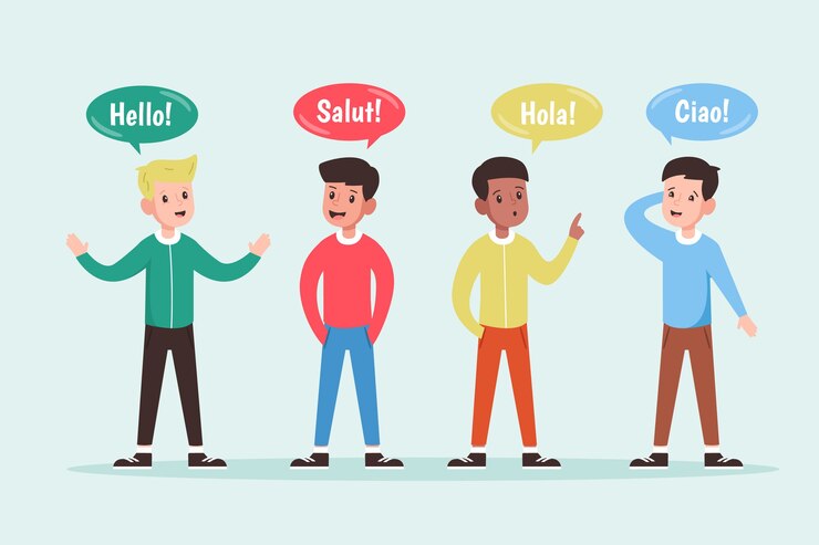 Vetor grátis jovens falando em diferentes idiomas