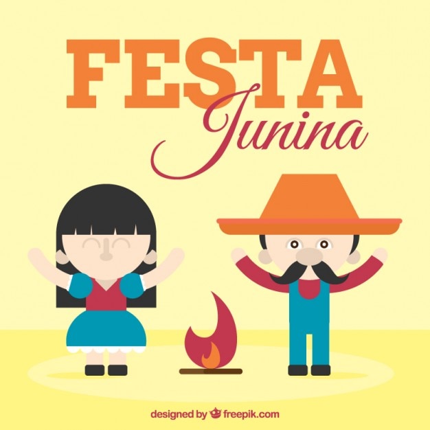 Junina festa com simpático casal