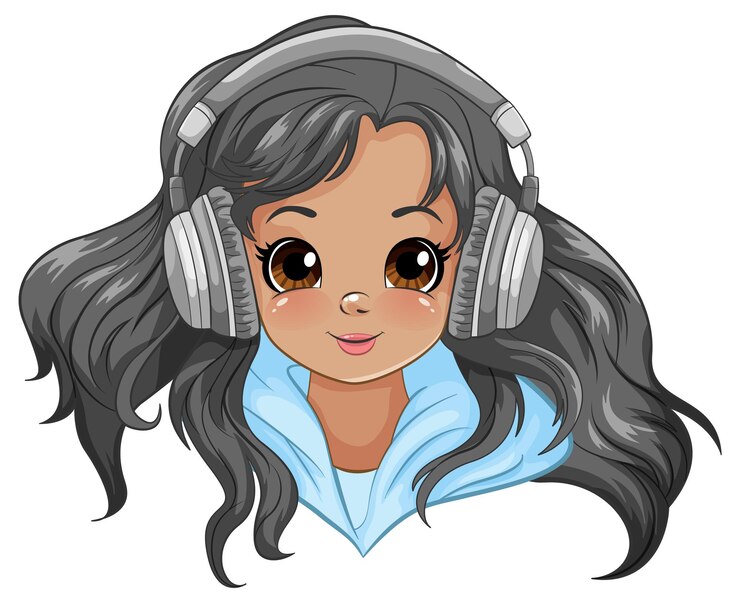 Vetor grátis juventude feminina usando fone de ouvido ouvindo música cabeça