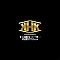 Vetor grátis khk inicial com logotipo de design imobiliário cor de luxo