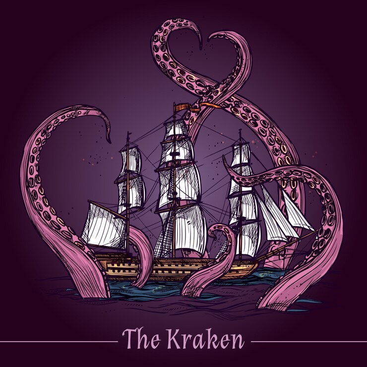 Vetor grátis kraken sketch ilustração