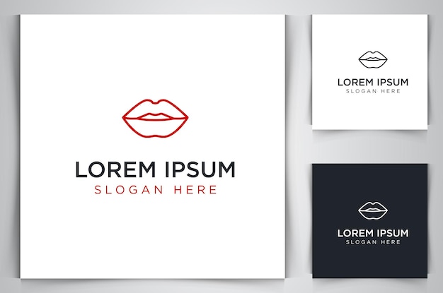 Lábios criativos beleza conceito modelo de design de logotipo ilustração vetorial fundo isolado