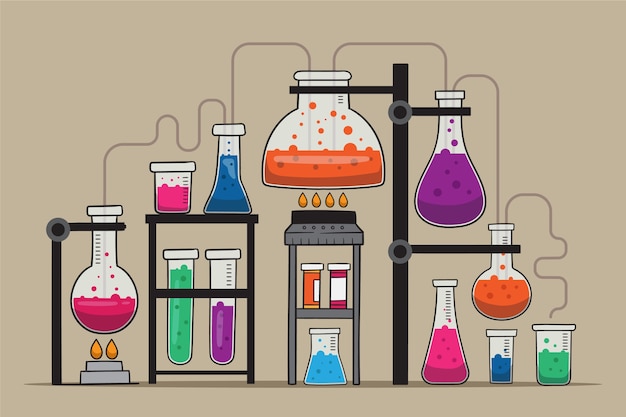 Laboratório de ciências desenhado à mão