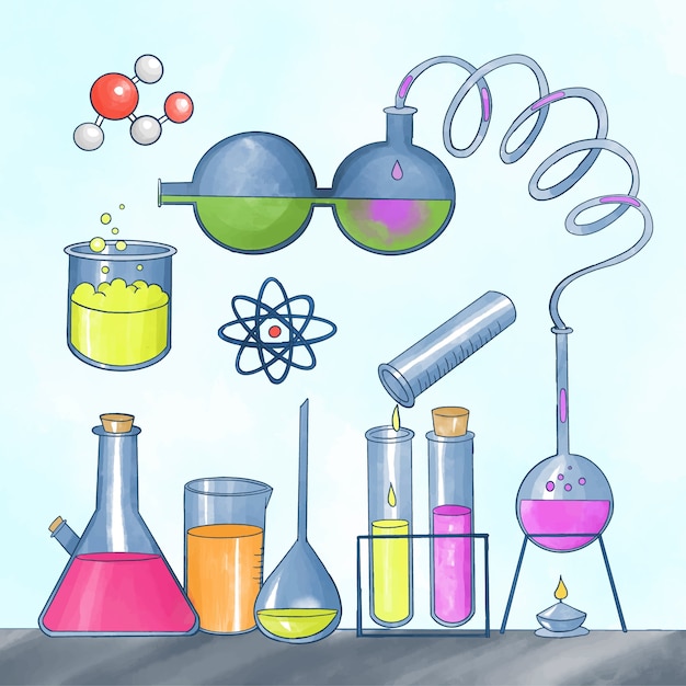 Vetor grátis laboratório de ciências em aquarela