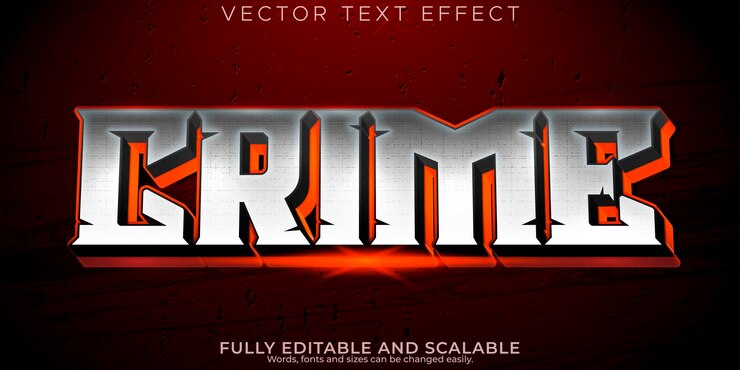 Vetor grátis lâmina de efeito de texto editável crime espada 3d e estilo de fonte guerreiro