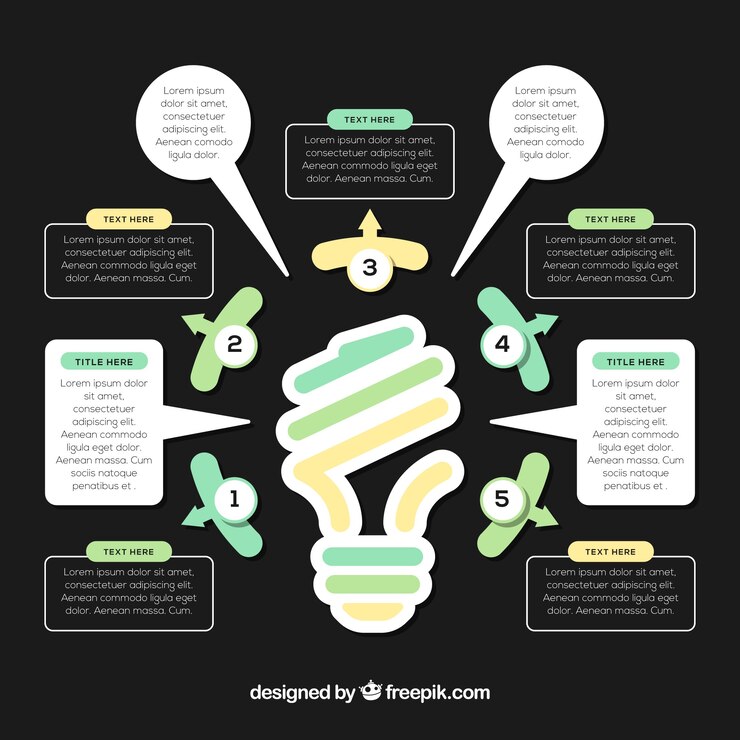 Vetor grátis lâmpada de infográfico com elementos em estilo simples