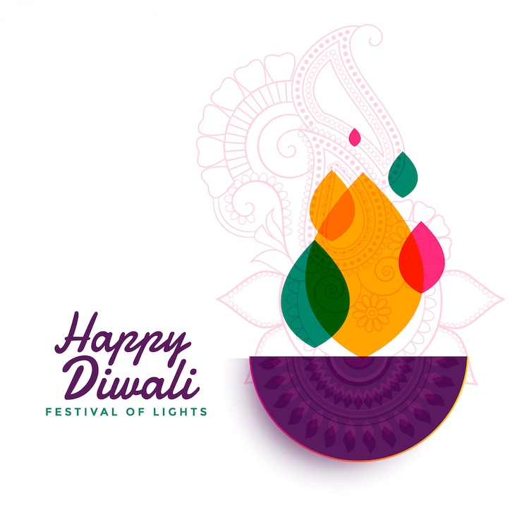 Vetor grátis lâmpada feliz colorida do diya do festival de diwali