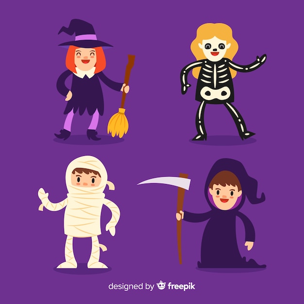 Lat design da coleção de criança halloween em design plano