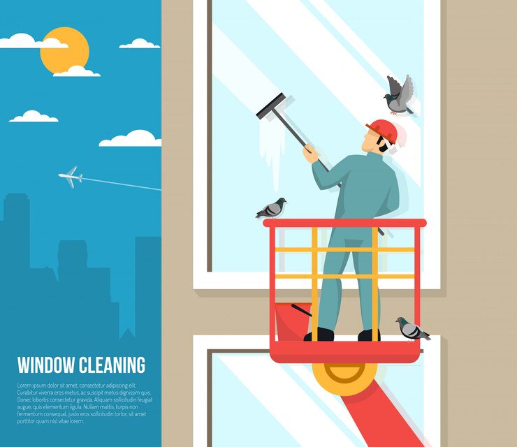 Vetor grátis lavador de janelas no trabalho de ilustração plana