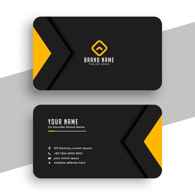 Vetor grátis layout de cartão de visita preto escuro premium para vetor de identidade corporativa