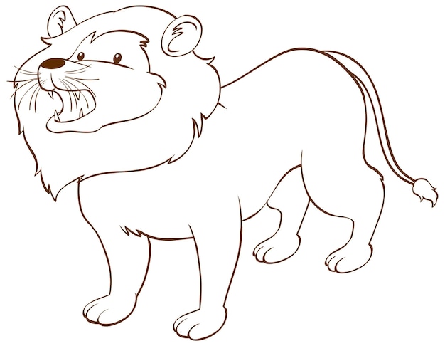 Leão em estilo simples doodle no fundo branco