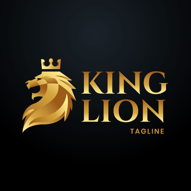 Leão em gradiente com logotipo de coroa
