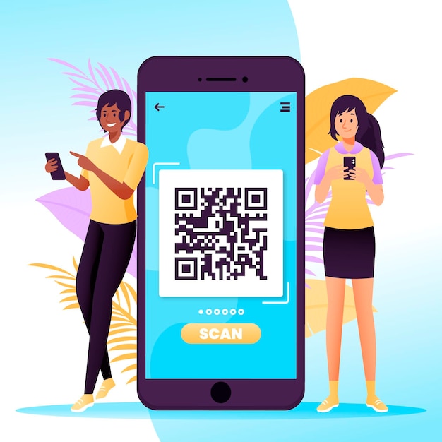 Vetor grátis leitura de código qr no estilo móvel