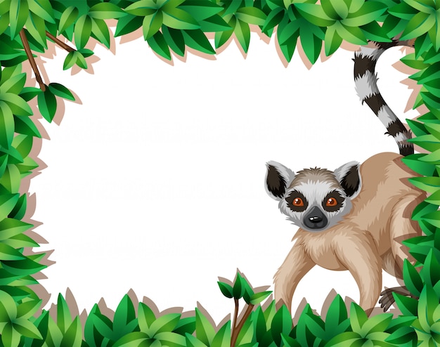 Vetor grátis lemur em quadro de natureza