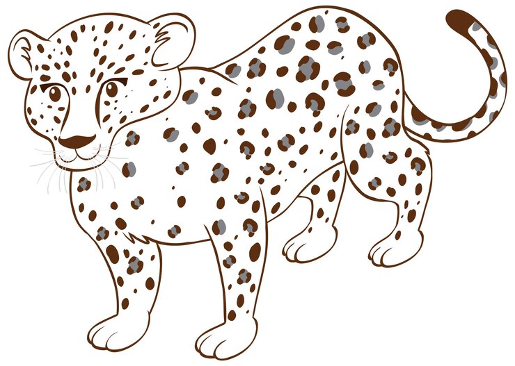 Vetor grátis leopardo em estilo simples doodle no fundo branco
