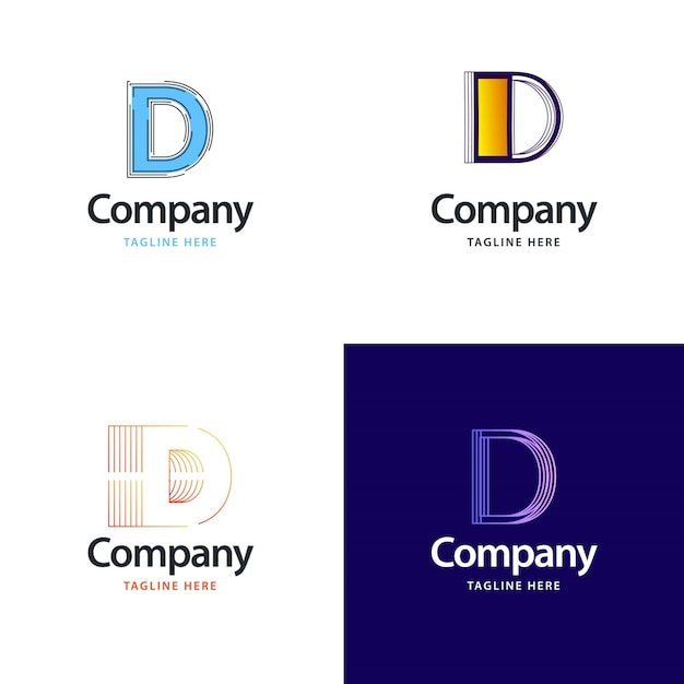 Vetor grátis letra d big logo pack design criativo design moderno de logotipos para o seu negócio vector ilustração de nome de marca