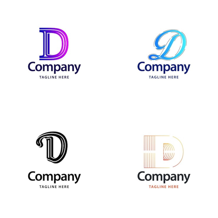 Vetor grátis letra d big logo pack design criativo design moderno de logotipos para o seu negócio vector ilustração de nome de marca