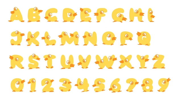 Vetor grátis letra do alfabeto de ilustração de pato engraçado