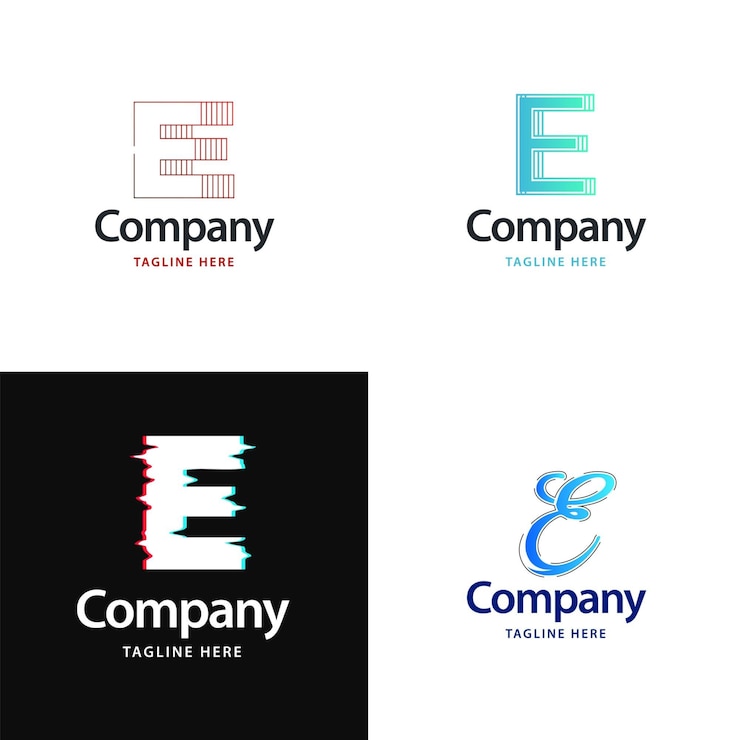 Vetor grátis letra e big logo pack design criativo design moderno de logotipos para sua empresa vector ilustração de nome de marca