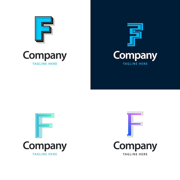 Vetor grátis letra f big logo pack design design criativo de logotipos modernos para o seu negócio