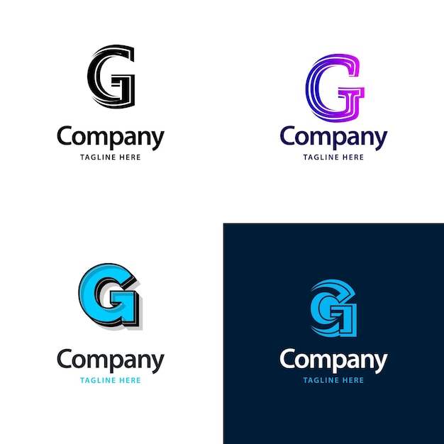Letra G Big Logo Pack Design Criativo Design moderno de logotipos para sua empresa Vector Ilustração de nome de marca