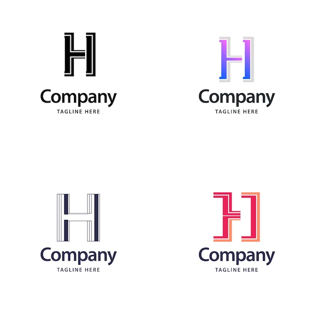 Vetor grátis letra h big logo pack design criativo design moderno de logotipos para sua empresa vector ilustração de nome de marca