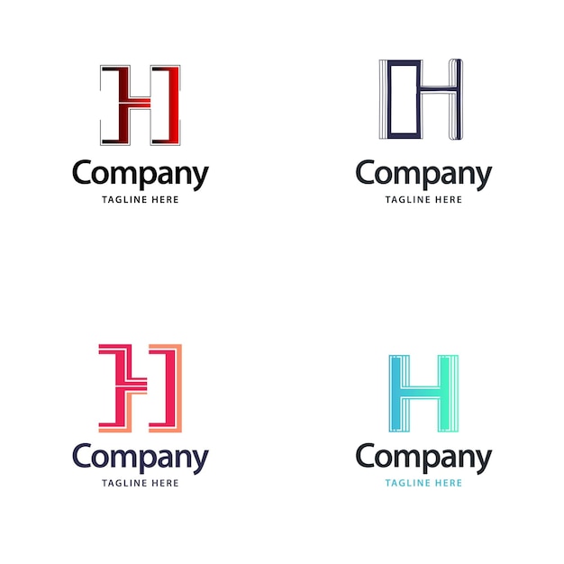 Letra h big logo pack design criativo design moderno de logotipos para sua empresa vector ilustração de nome de marca