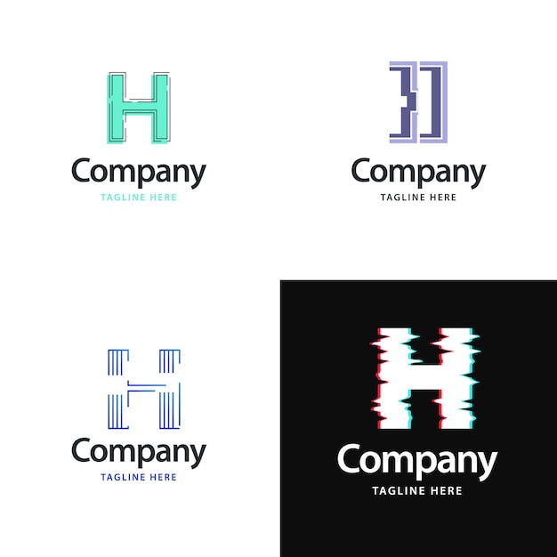 Vetor grátis letra h big logo pack design criativo design moderno de logotipos para sua empresa vector ilustração de nome de marca