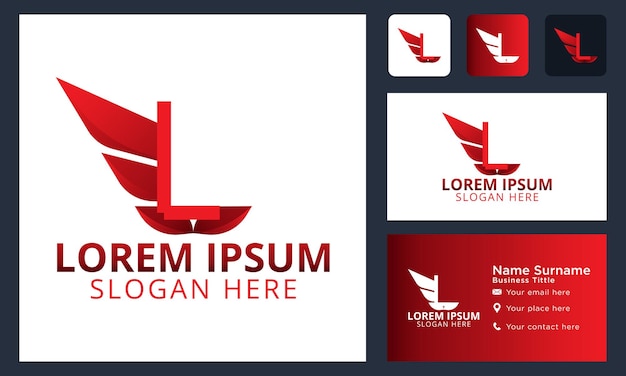 Vetor grátis letra inicial do monograma l ícone de logotipo de asas de aeronaves logotipo de asas heráldicas modernas logotipo de linhas aéreas de vôo linear conceito de logotipo de asas