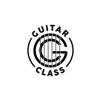 Letra inicial gc ou cg guitar strings music logo design
