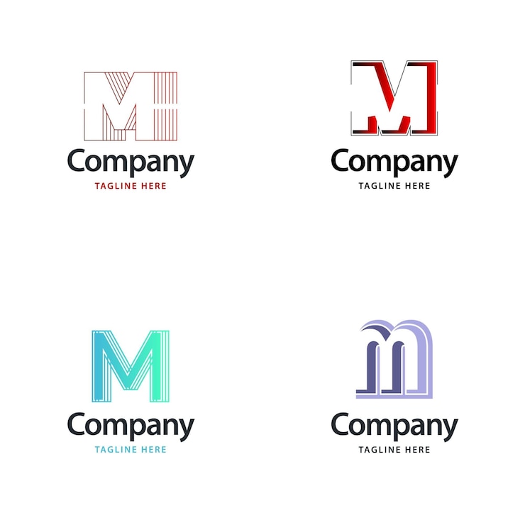 Vetor grátis letra m big logo pack design criativo design moderno de logotipos para o seu negócio vector ilustração de nome de marca