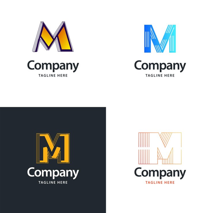Vetor grátis letra m big logo pack design design criativo de logotipos modernos para o seu negócio