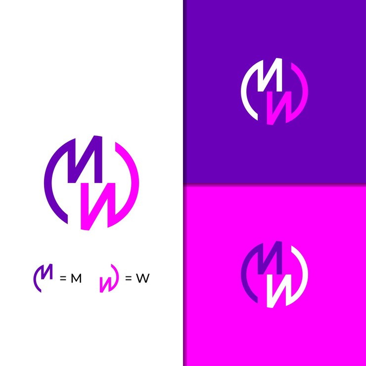 Vetor grátis letra m e letra w logotipo do círculo