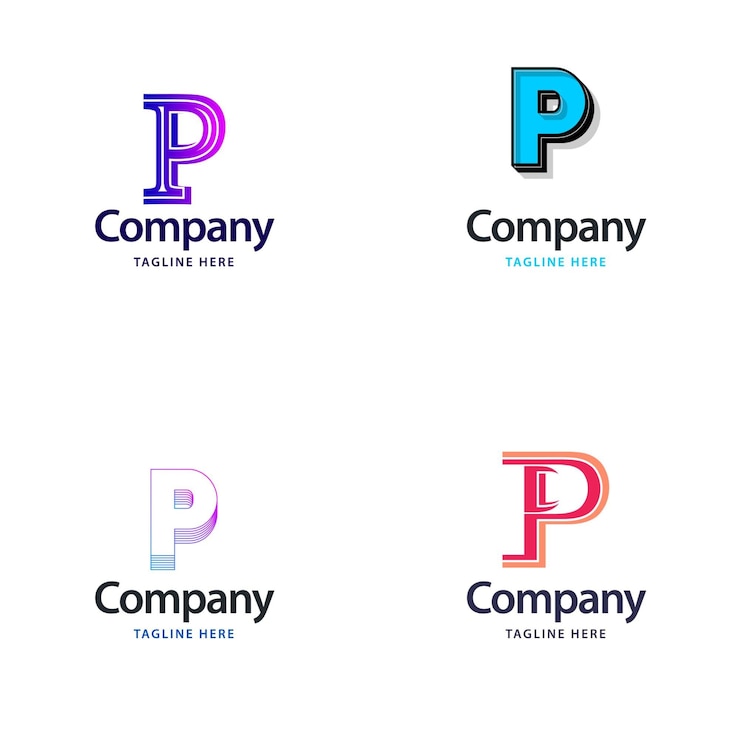 Vetor grátis letra p big logo pack design criativo design moderno de logotipos para o seu negócio vector ilustração de nome de marca