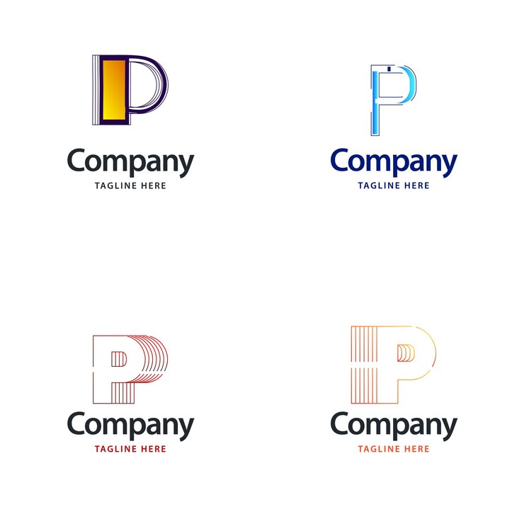 Vetor grátis letra p big logo pack design criativo design moderno de logotipos para o seu negócio vector ilustração de nome de marca