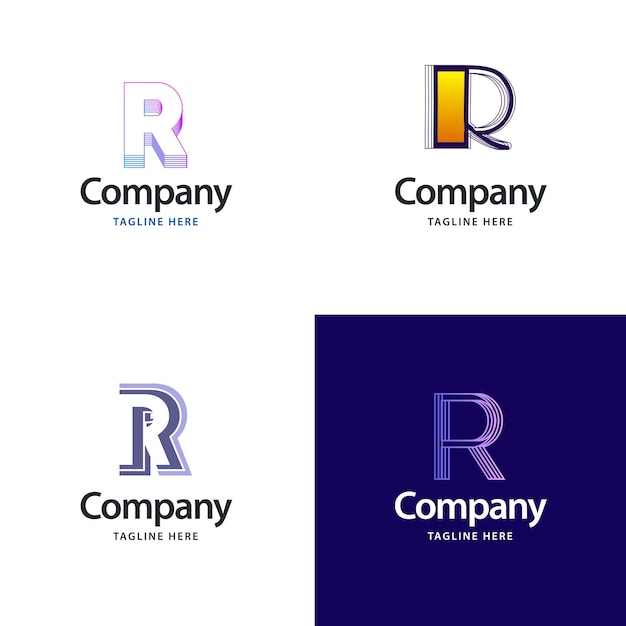 Vetor grátis letra r big logo pack design criativo design moderno de logotipos para sua empresa vector ilustração de nome de marca