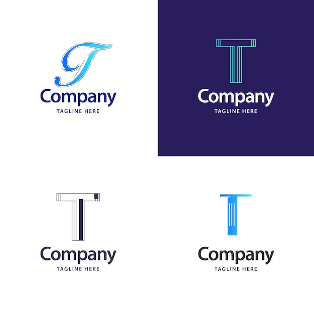 Vetor grátis letra t big logo pack design design criativo de logotipos modernos para o seu negócio