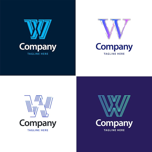 Vetor grátis letra w big logo pack design design criativo de logotipos modernos para o seu negócio