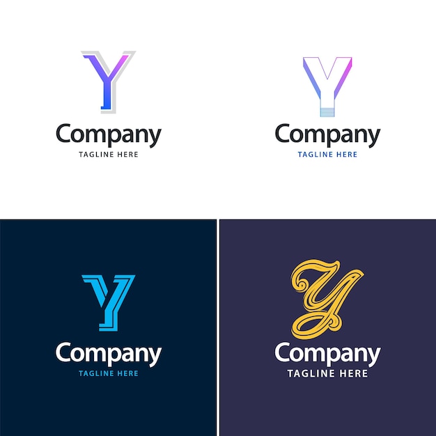 Letra y big logo pack design criativo design moderno de logotipos para sua empresa vector ilustração de nome de marca