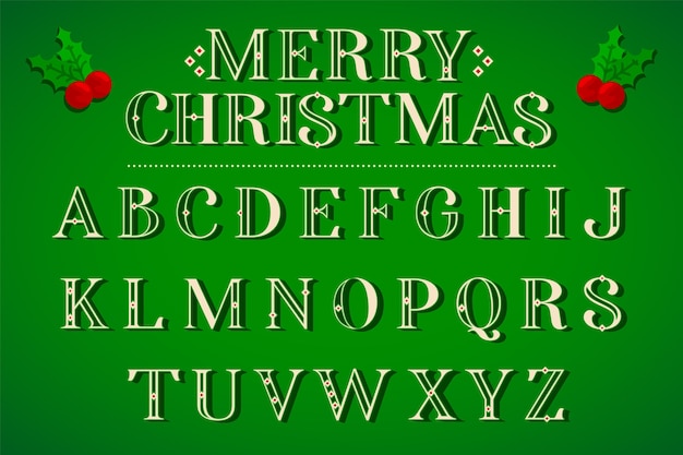 Vetor grátis letras alfabéticas de natal vintage