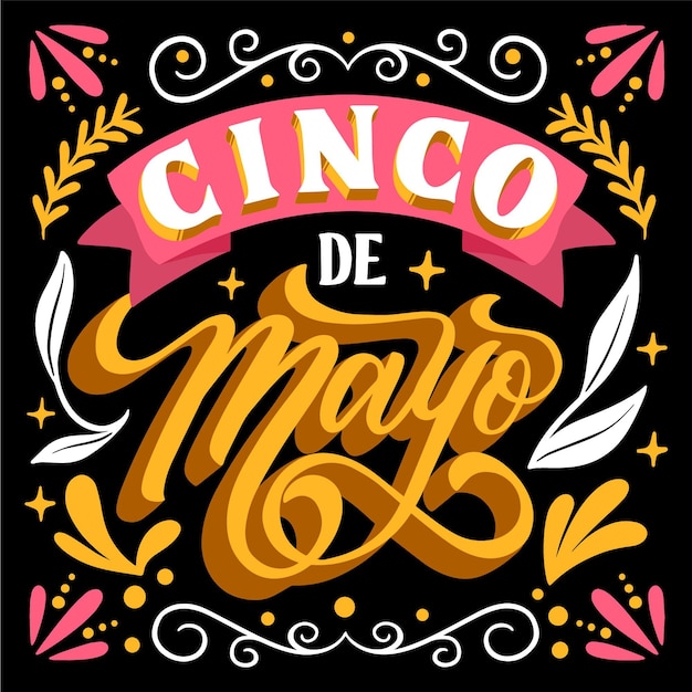 Letras cinco de mayo desenhadas à mão