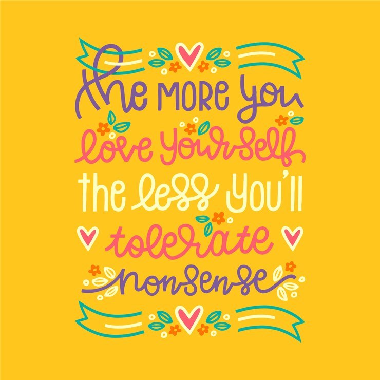 Vetor grátis letras coloridas de amor próprio