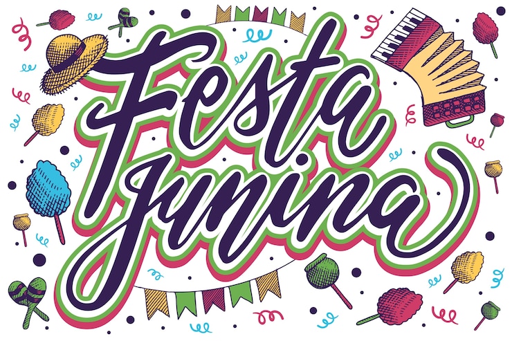 Vetor grátis letras coloridas junina festa