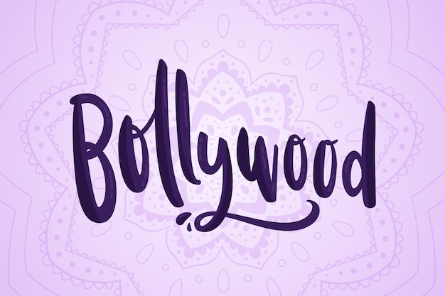 Letras de bollywood com fundo de mandala