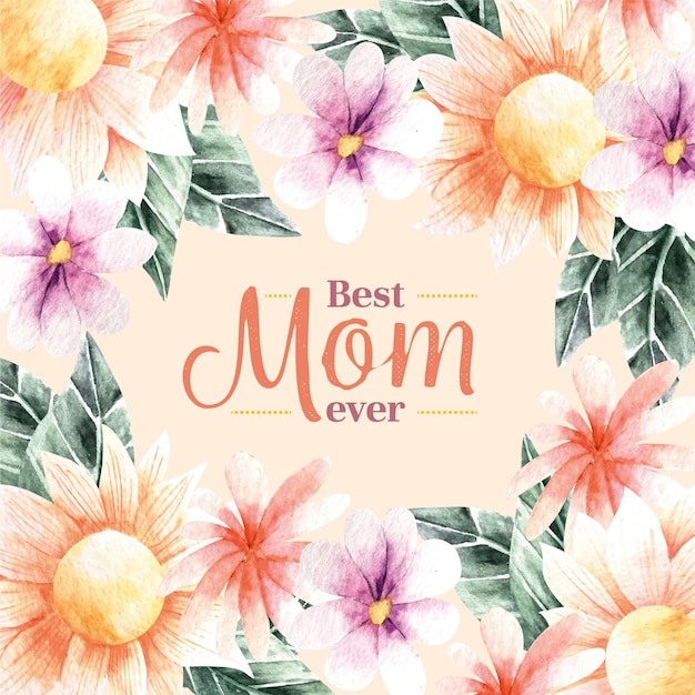 Letras de dia das mães com ilustração floral